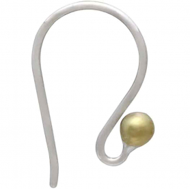 Sterling Silver Simple Ear Wire with Bronze Ball 18x10mm