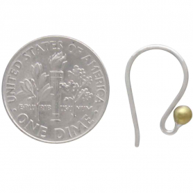 Sterling Silver Simple Ear Wire with Bronze Ball 18x10mm