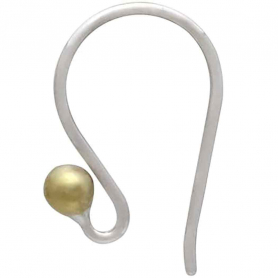 Sterling Silver Simple Ear Wire with Bronze Ball 18x10mm