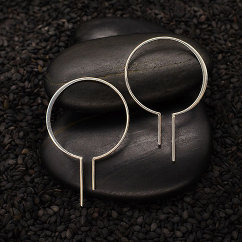 Sterling Silver Bulb Earring with Vertical Bars 40x26mm