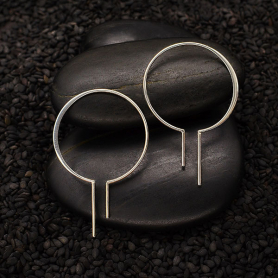 Sterling Silver Bulb Earring with Vertical Bars 40x26mm