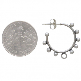 Sterling Silver Hoop Earrings with Granulation and Loop 19mm