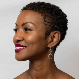 Sterling Silver Three Circle of Life Earrings on model