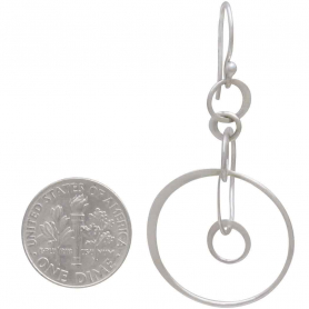 Sterling Silver Six Floating Circles Earrings 50x25mm