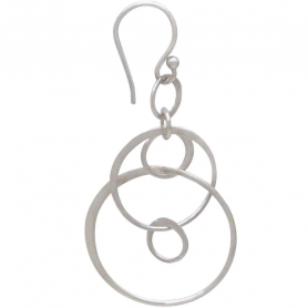 Sterling Silver Six Floating Circles Earrings 50x25mm