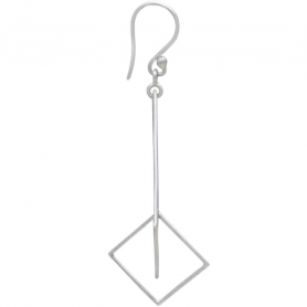 Sterling Silver Floating Square and Bar Earrings 65x40mm