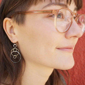 Mixed Metal Six Floating Circle Earrings 50x25mm