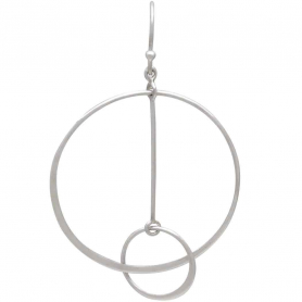 Sterling Silver Floating Circle and Bar Earrings 58x36m