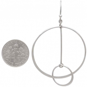 Sterling Silver Floating Circle and Bar Earrings 58x36m