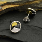Mixed Metal Mountain Post Earrings with Bronze Sun