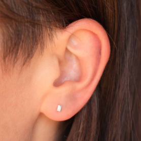 Sterling Silver Cube Post Earrings 4x2mm