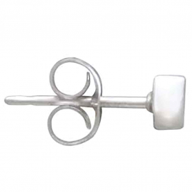 Sterling Silver Cube Post Earrings 4x2mm