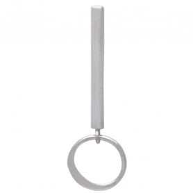 Sterling Silver Bar Post Earrings w/ Circle Dangle 31x10mm