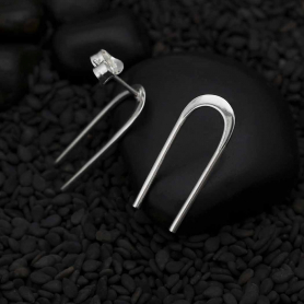 Sterling Silver Long Arch Post Earrings 20x8mm