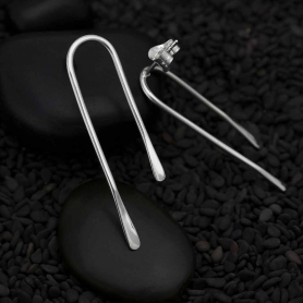 Sterling Silver Asymmetrical Arch Post Earrings 35x10mm
