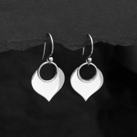 Sterling Silver Lotus Petal Dangle Earrings 30x15mm