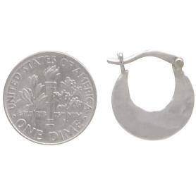 Sterling Silver Hammered Huggie Hoop Earrings 18x16mm