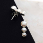 Sterling Silver Three Pearl Post Earrings 16x7mm