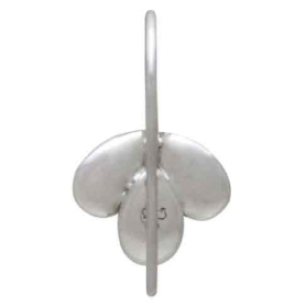  Sterling Silver Triple Cupped Petal Hook Earrings 19x11mm back view