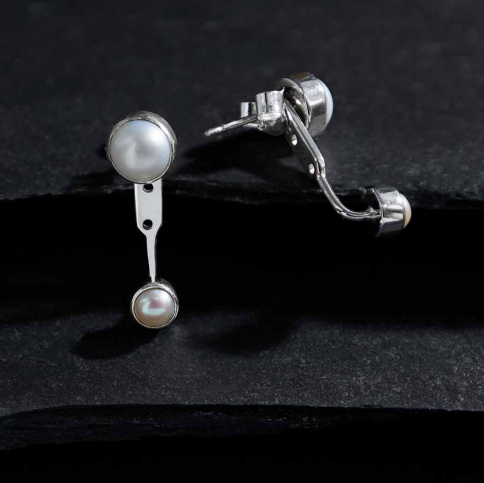 Sterling Silver Pearl Ear Jacket 19x6mm