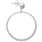 Sterling Silver Pearl Post Earrings with Hoop Dangles 38x6mm side view