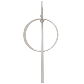 Sterling Silver Circle and Line Dangle Earrings 55x23mm back