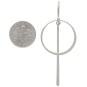 Sterling Silver Circle and Line Dangle Earrings 55x23mm dime view
