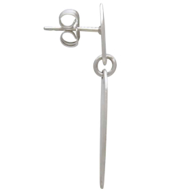 Sterling Silver Double Teardrop Post Earrings 32x6mm side view