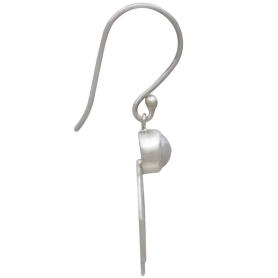 Silver Crescent Moon with Pearl Dangle Earrings side view