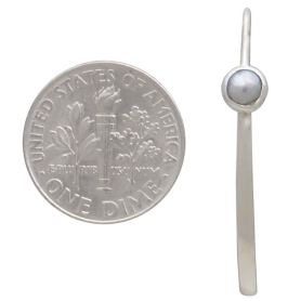 Sterling Silver Marquis Earrings with Pearl 31x5mm dime view
