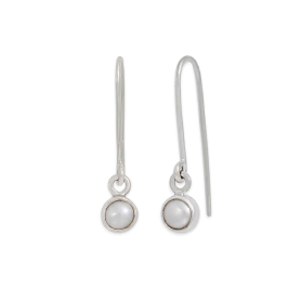 Sterling Silver Arch Earrings with Pearl Drop 22x5mm