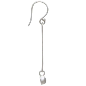 Silver Long Oval Link Dangle Earrings w Pearl Drop Side View