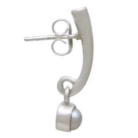 Sterling Silver Tapered Bar with Pearl Post Earrings Side View