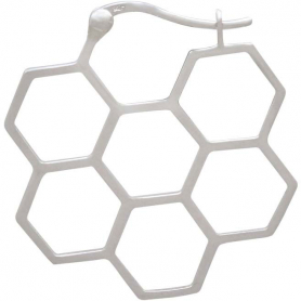 Sterling Silver Honeycomb Hoop Earrings 28x28mm