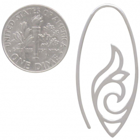 Sterling Silver Openwork Scroll Work Earrings 36x17mm