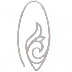 Sterling Silver Openwork Scroll Work Earrings 36x17mm