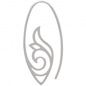 Sterling Silver Openwork Scroll Work Earrings 36x17mm