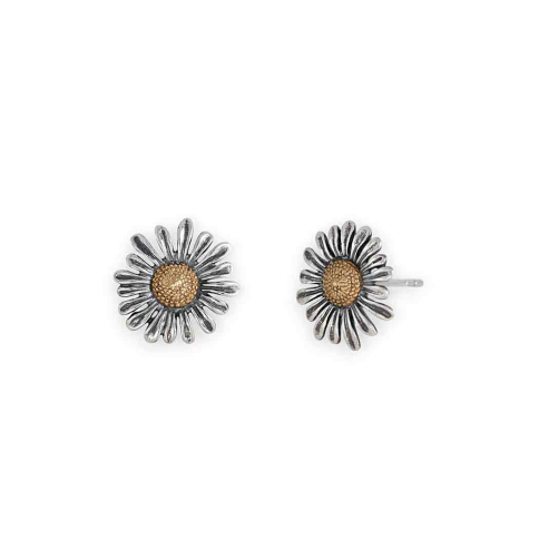 Nina Designs Mixed Metal Daisy Post Earrings white background