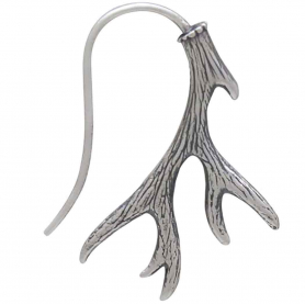 Sterling Silver Antler Hook Earrings 26x19mm
