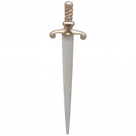 Mixed Metal Large Sword Post Earrings 35x9mm