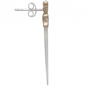 Mixed Metal Large Sword Post Earrings 35x9mm