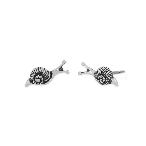 Nina Designs Sterling Silver Tiny Snail Post Earrings white background