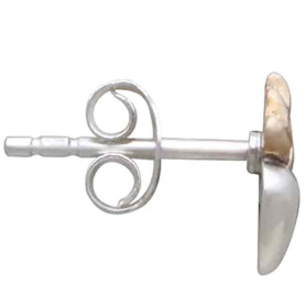 Sterling Silver Heart Post Earrings with Bronze Flame 9x5mm