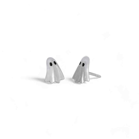 Nina Designs Sterling Silver 3D Ghost Post Earrings white background