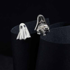 Nina Designs Sterling Silver 3D Ghost Post Earrings