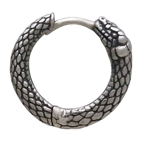 Sterling Silver Ouroboros Huggie Hoop Earrings Back View