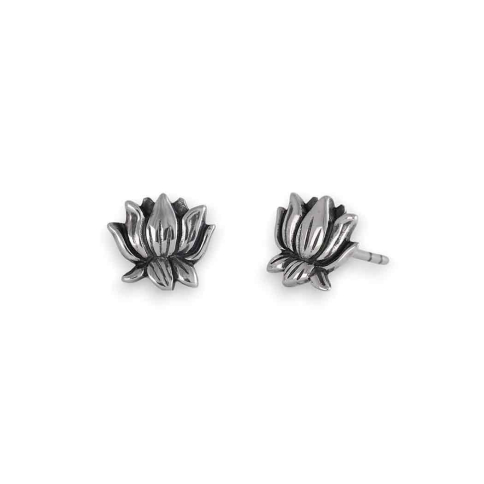 Sterling Silver Lotus Post Earring 9x9mm