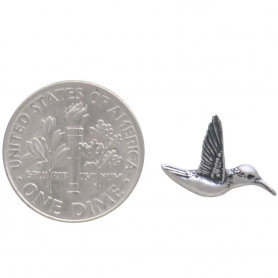 Sterling Silver 3D Hummingbird Post Earrings 9x14mm