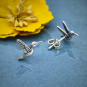 Sterling Silver 3D Hummingbird Post Earrings 9x14mm