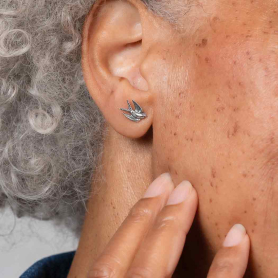 Sterling Silver Swallow Earring on Model